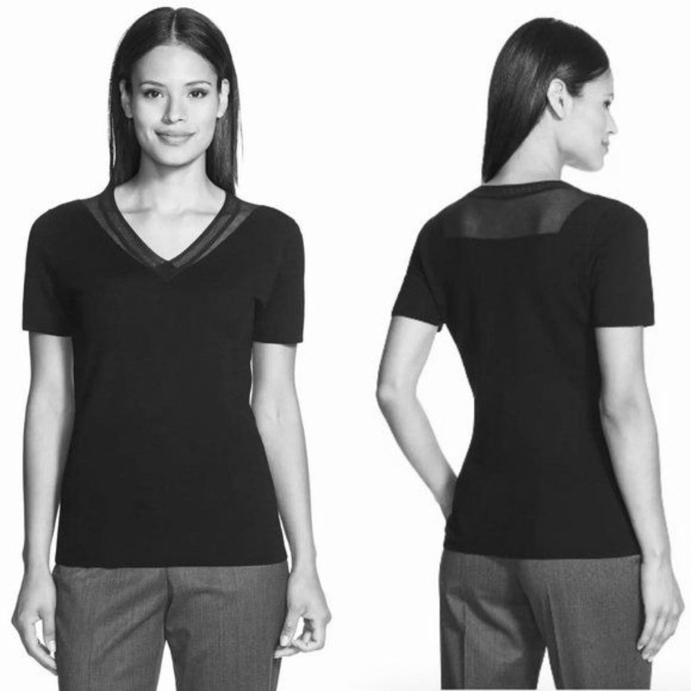 Elie Tahari 'Shana' Mesh Inset Merino Wool Sweater